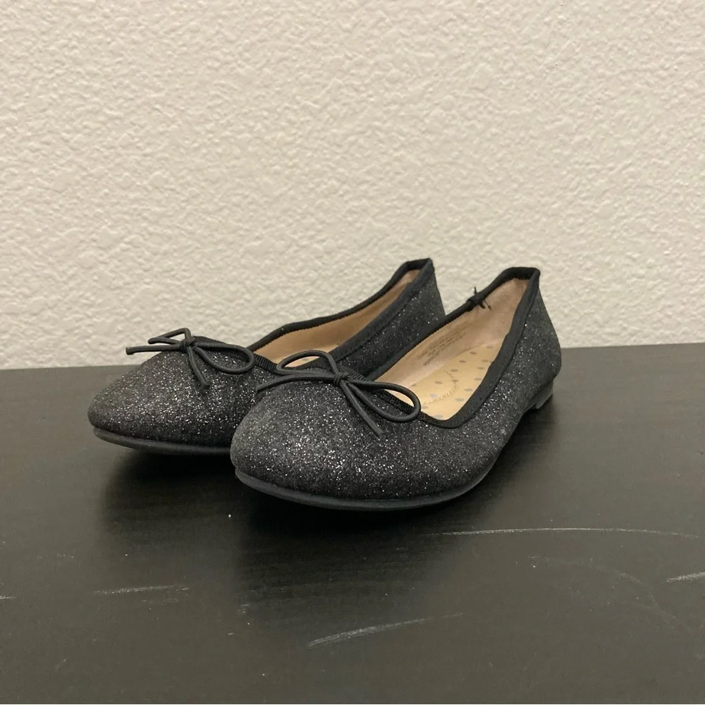 Cat & Jack Sparkle Flats - Black/Silver - Size 13 Girls